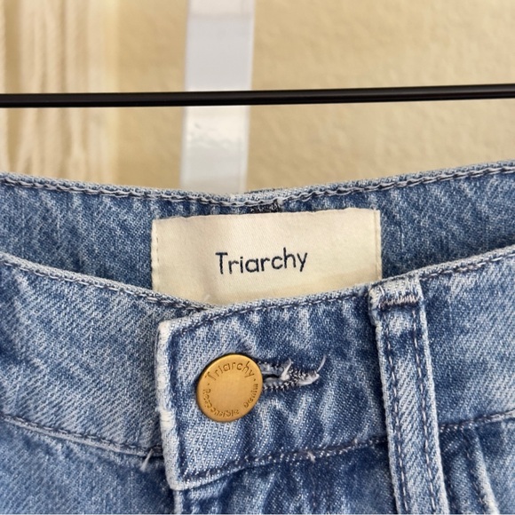 Triarchy Jeans High Rise Distressed Straight Jeans Size‎ 28 Light Wash - Picture 6 of 10